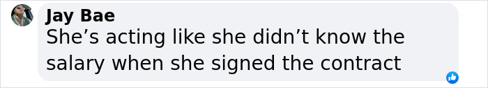 She definitely knew the salary wouldn't cover the rent from the onset. Maybe she should havebigger contract