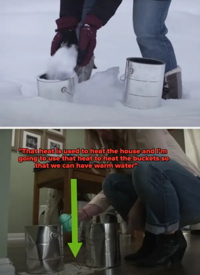 7. A mom who uses her home's heating system to melt snow so they wouldn't have to pay big bucks for water
