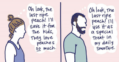 Mom Makes A Comic To Speak Out About Her And Her Husband's POV On Seeing The Last Peach In Their Fruit Bowl, Ends Up Being Memefied By The Twitter Community