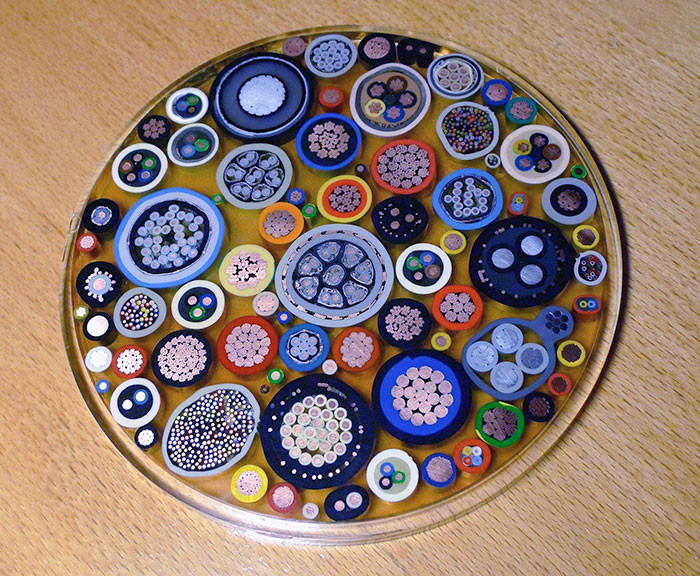 3. A cross-sectional view of multiple cables from various sources.