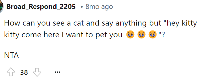 Honestly, the comment about the cat was just uncalled for, either way.