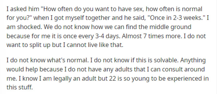 She's worried and wants to try to fix things, but she also says that she can't live like that and feels extremely bad.