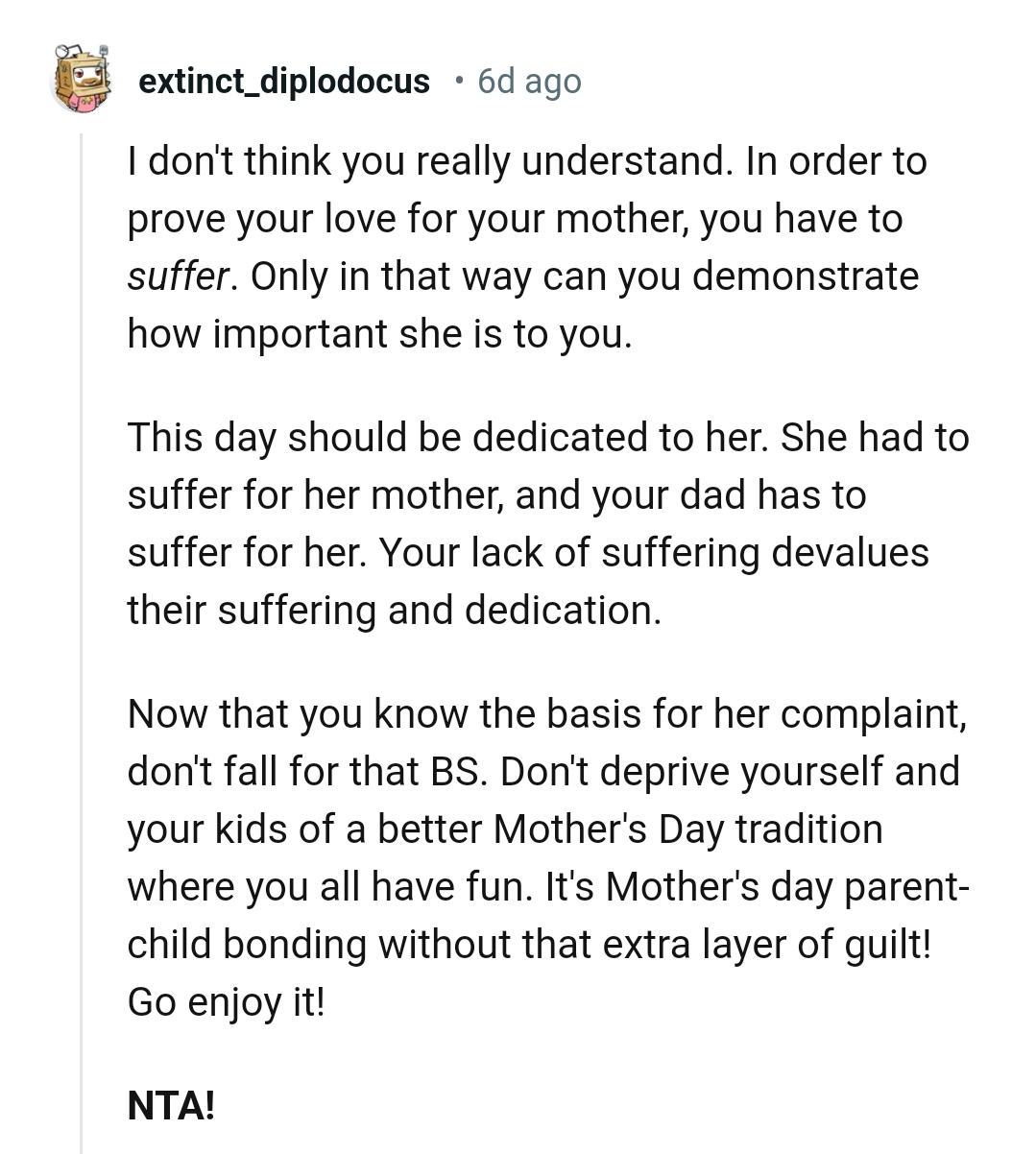 This Redditor Says That the Day Should Be Dedicated to Her