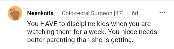 The OP's niece definitely needs better parenting than what she is getting