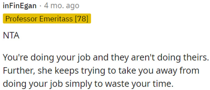 OP is Fulfilling Her Duties While They Neglect Theirs