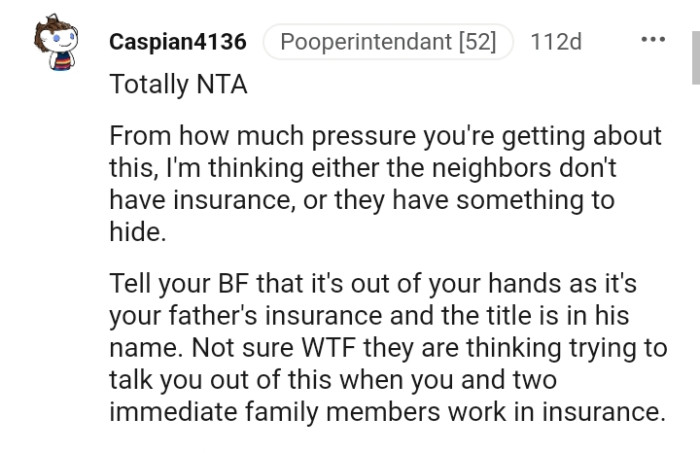 It's out of your hands as it is your father's insurance