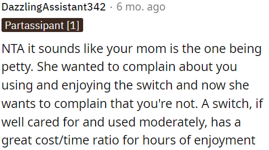 OP's mom's behavior seems contradictory.
