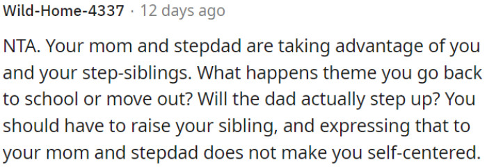 Mom and stepdad exploiting OP and step-siblings.