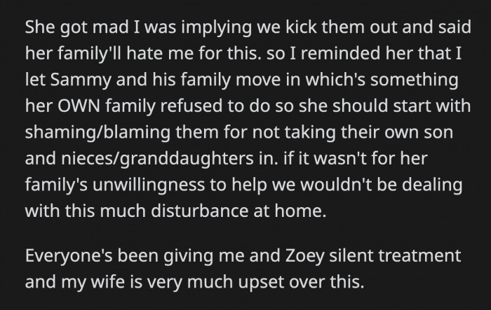 OP's wife wanted him to remove the lock, but he said the lock stays until Sammy and the twins are out of their house.