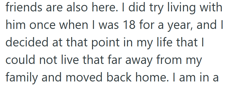 She gave living with him a chance before, but distance isn’t just measured in miles — it’s emotional too.