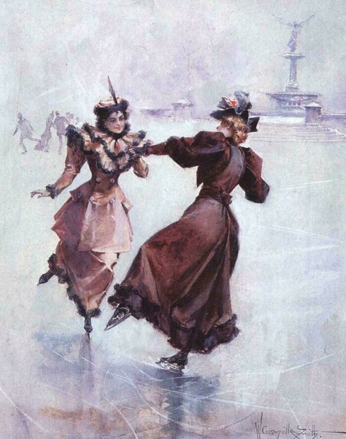 "Walter Granville-Smith, Ladies' Ice Skating In Central Park, (1892)"