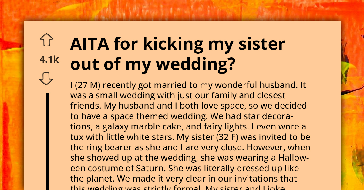 Groom Kicks His Sister Out Of Wedding For Wearing Saturn Costume From Halloween