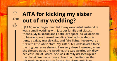 Groom Kicks His Sister Out Of Wedding For Wearing Saturn Costume From Halloween