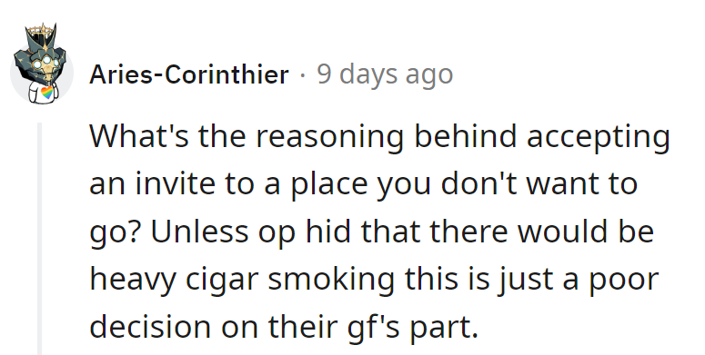 Guess sometimes the mystery of the invite outweighs the potential smoke. Decisions, decisions!