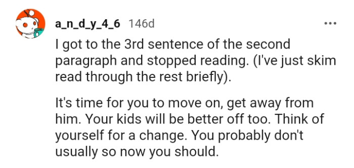 It's time the OP moves on