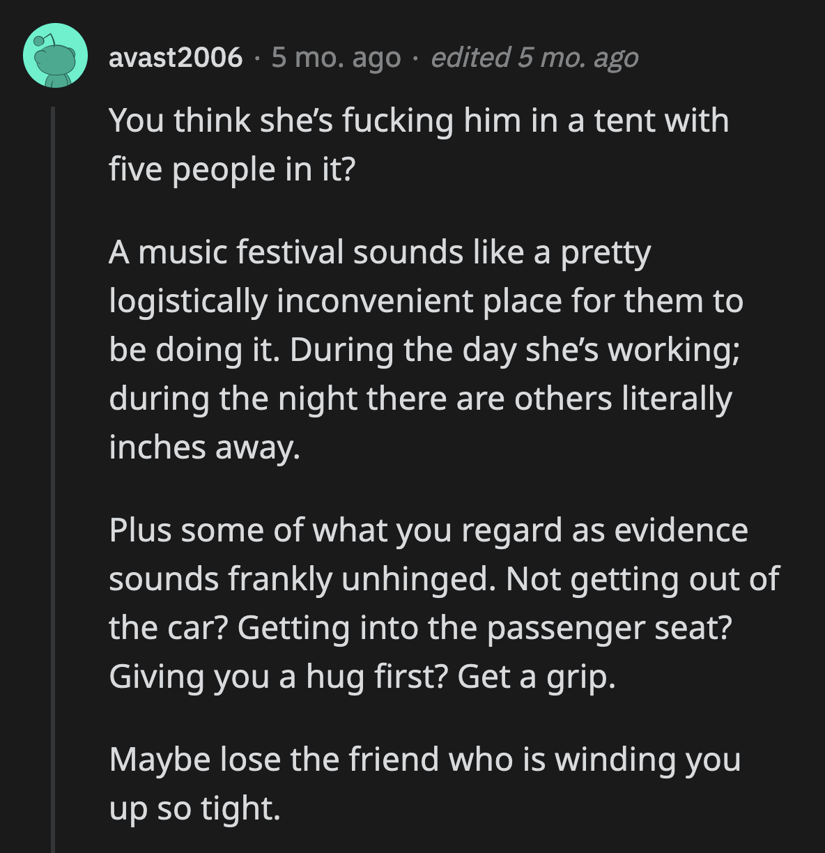 None of the interactions he had with Stella and John were noteworthy. This is all on OP.