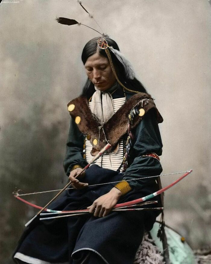 51. Chief Bone Necklace Of The Oglala Lakota Native Americans Photographed In 1899