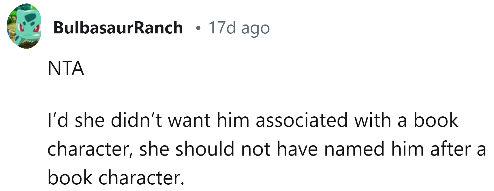 Perhaps she should have thought of that before naming her baby after a character.