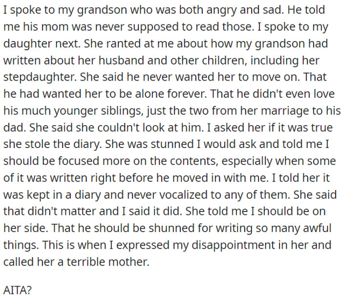 The dispute led to a heated argument between OP and her daughter, causing tension in their relationship.