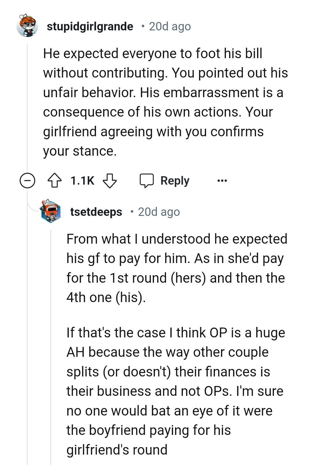 The OP was pointing out his unfair behavior