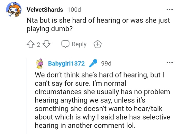 The OP doesn't think the MIL is hard of hearing