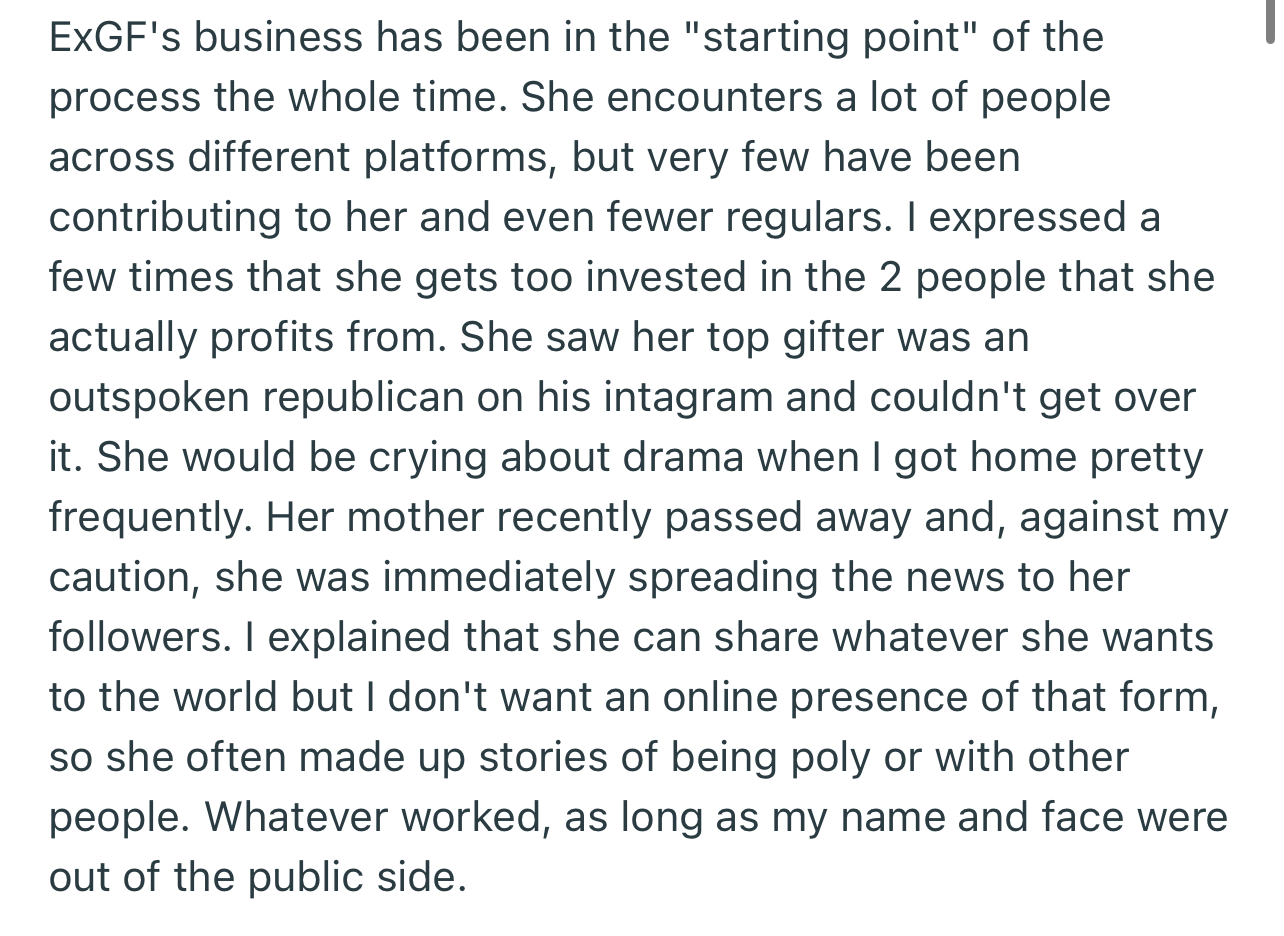 OP Has Complained About How Invested His Girlfriend Is in Her High-Paying Clients