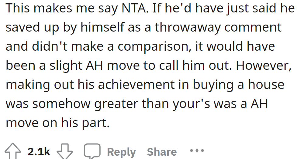 He shouldn't have compared their achievements in the first place