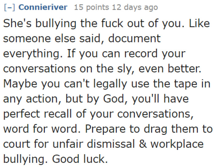 The OP can document the bullying as well, not just the theft.