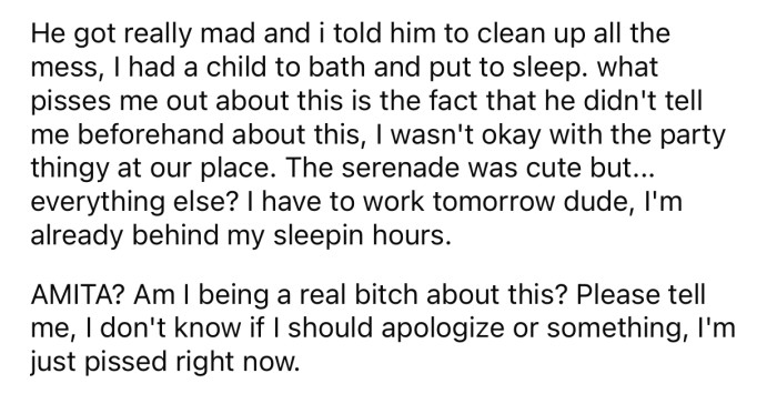OP didn't like that her husband never informed her about his plans and imposed that situation on her.