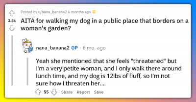 Antidog Lady Shamelessly Requires The Dog Owner To Stop Walking A Dog Along The Public Path By Her House