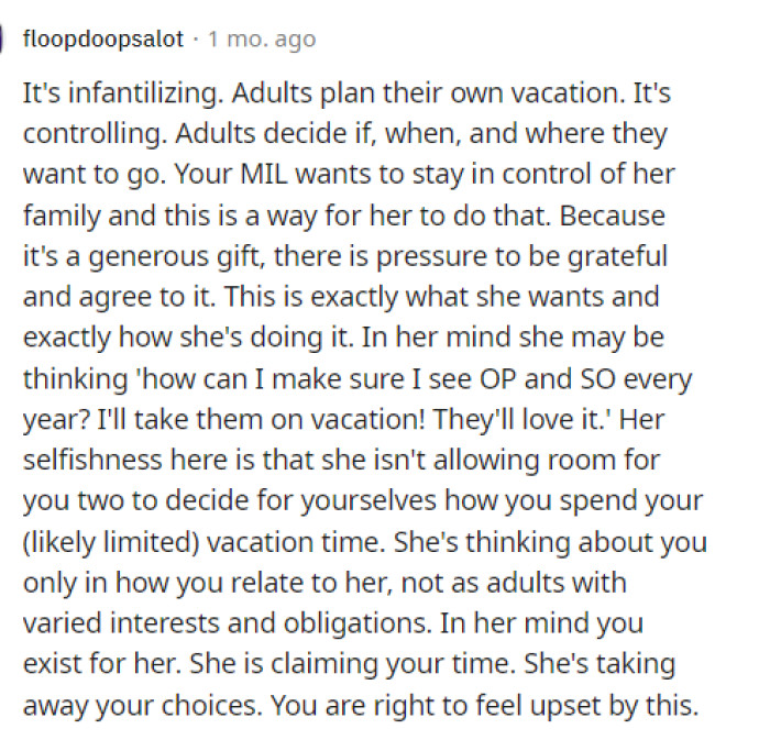 People came to the comments to give her advice and tell her that what her MIL was doing was actually wrong.