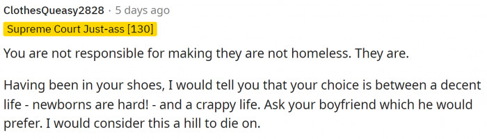 People quickly understood her decision and tried to get her husband to understand her point of view.