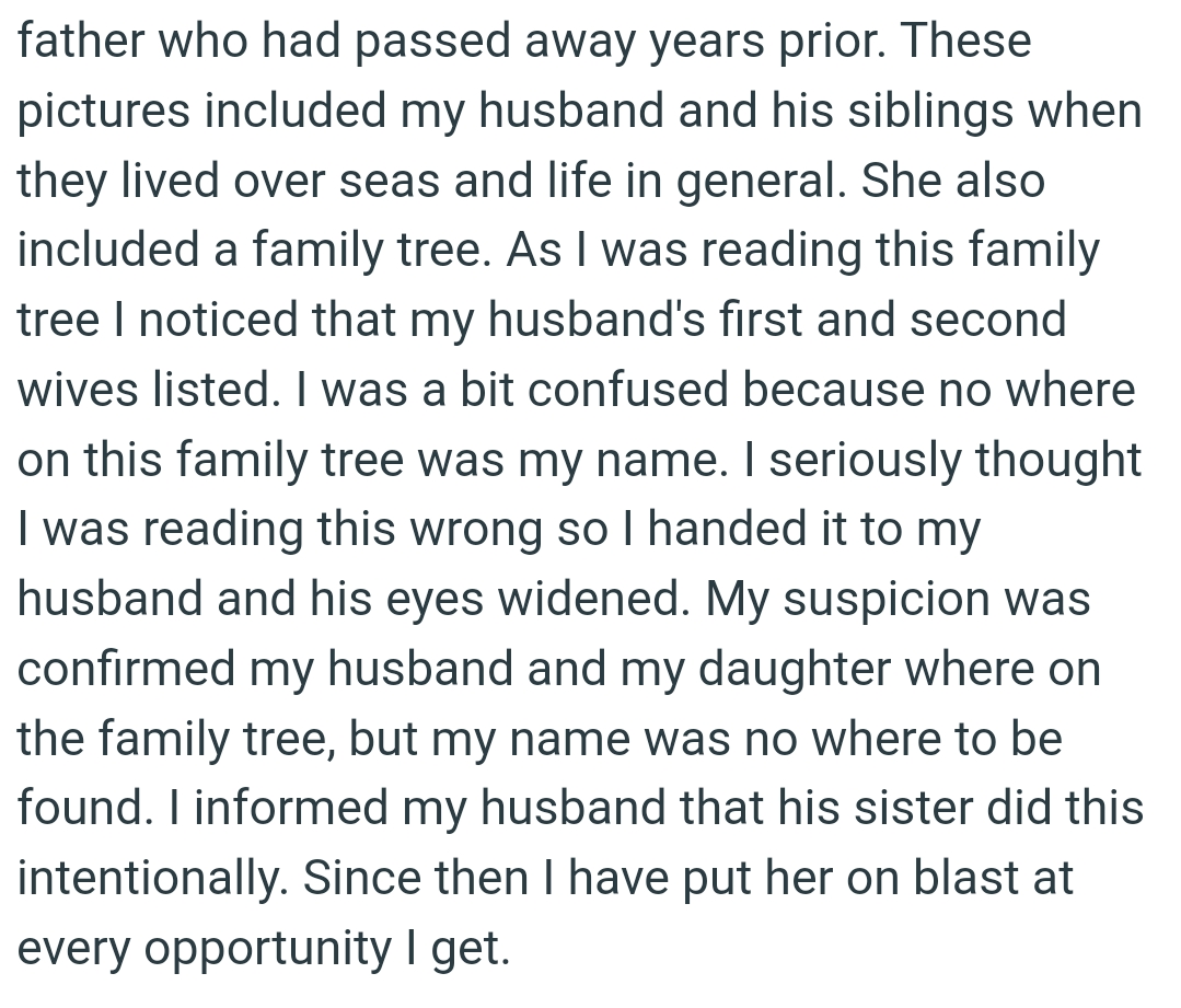 She included a family tree