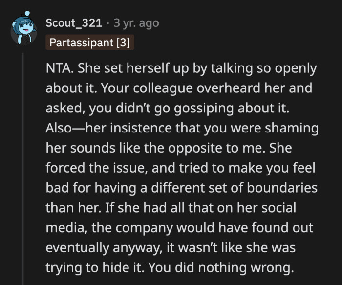 What happened to T wasn't OP's fault