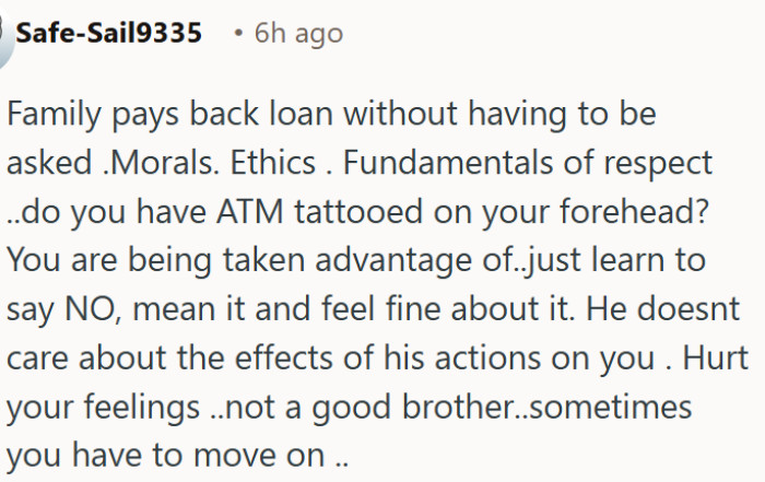 Lending money to family sounds noble until you realize you're being used