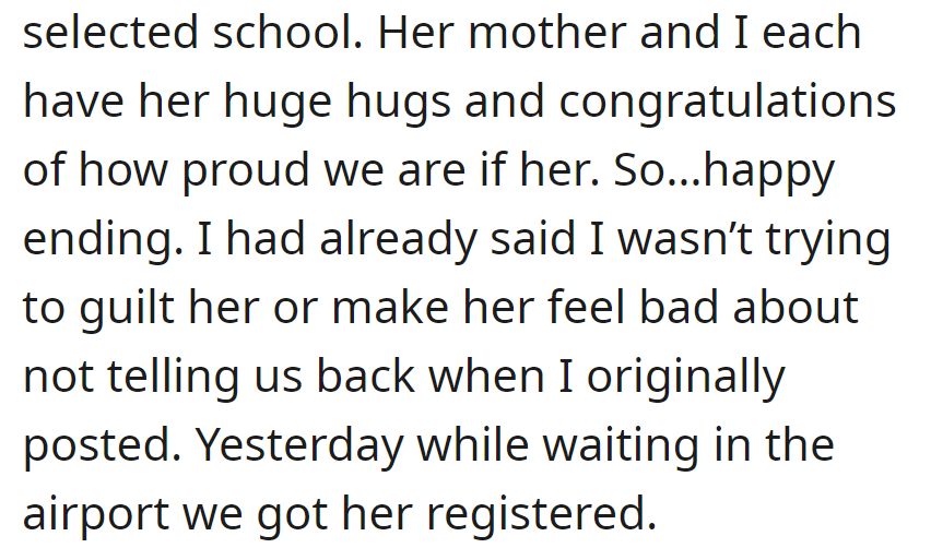 Daughter has revealed her chosen school with shirts!