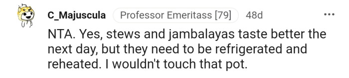 OP's Mom Should Have Refrigerated and Reheated the Food