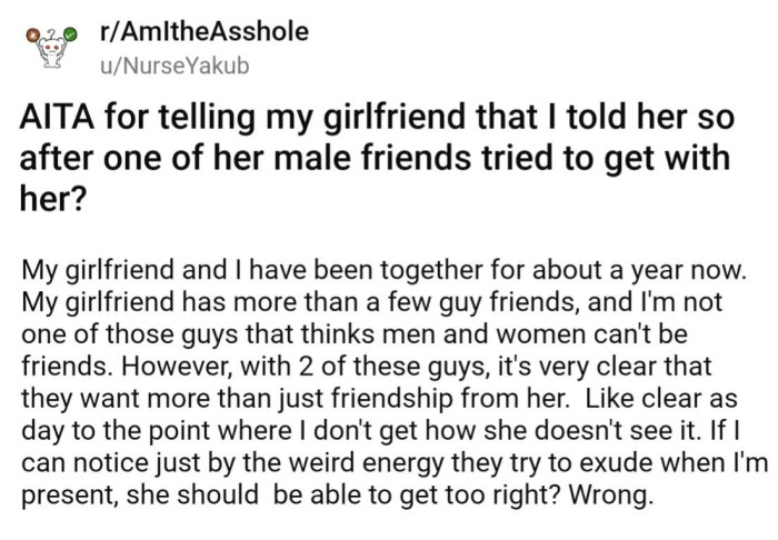 OP has been dating his girlfriend for a bit over a year