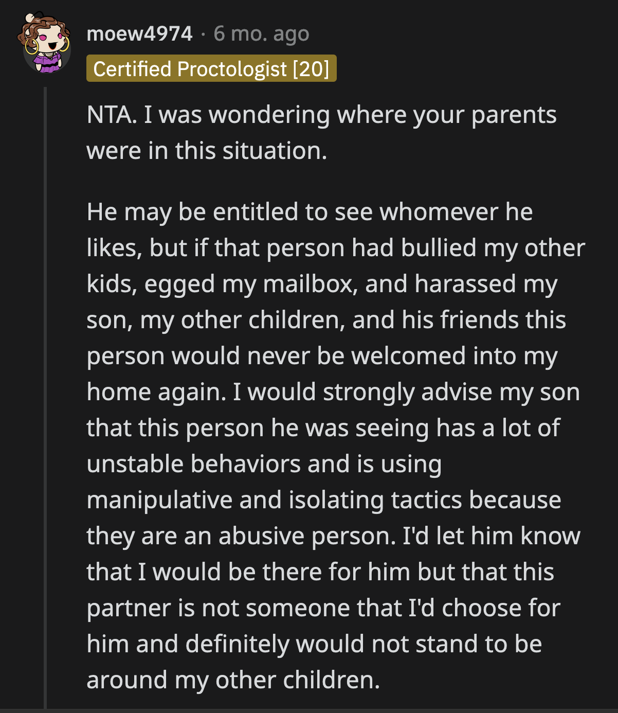 Her parents, on the other hand, need to do more than wait for their son to get hurt.