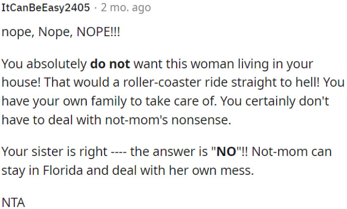 OP's sister is correct; the answer is a firm 