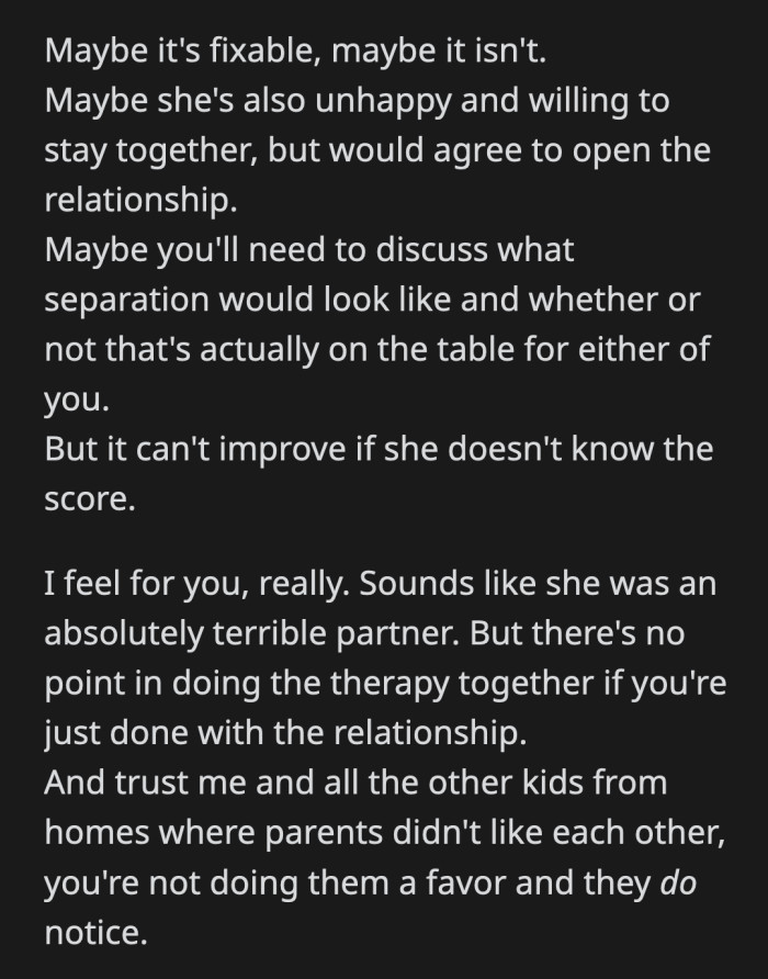 There is no fixing a marriage that was over a long time ago