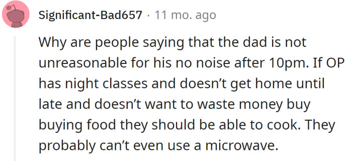 The OP should be able to cook