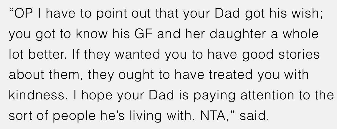 On the flip side, OP did get to know them a whole lot better.