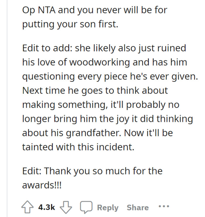 It's sad to think that this will definitely give the son insecurities.