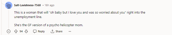 9. She’s the girlfriend version of a psycho helicopter mom.