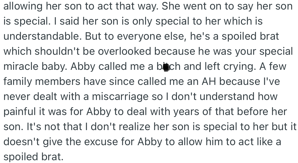 It wasn’t long before OP and Abby got into a heated confrontation, which ended with Abby crying and leaving abruptly
