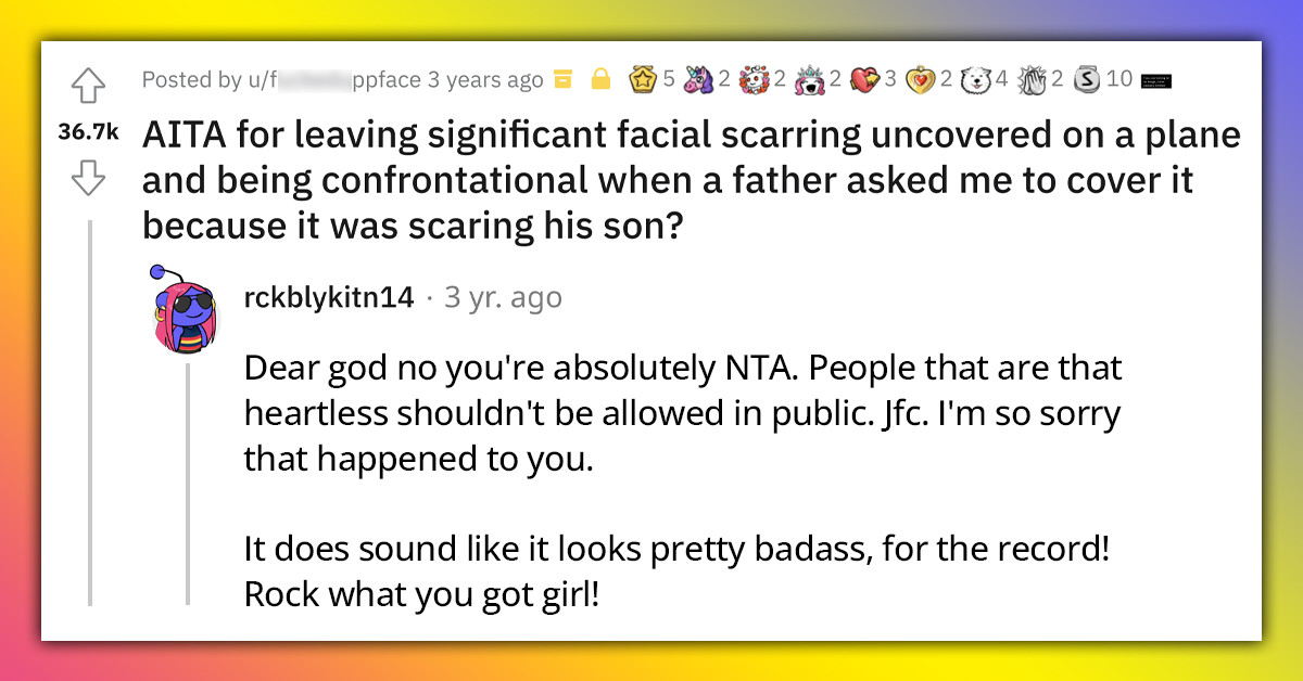 Entitled Father Tells A Girl Sitting Next To Him On A Plane To Cover Her Face Because The Scars Are Scaring His Child