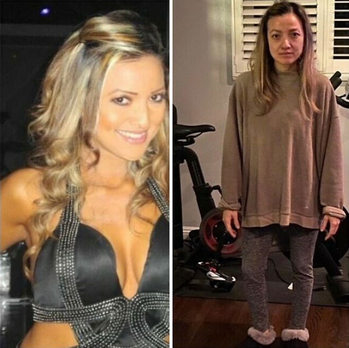 8. From Sparkles To Sweatpants. Look At The Expression: Good Feeling Gone!