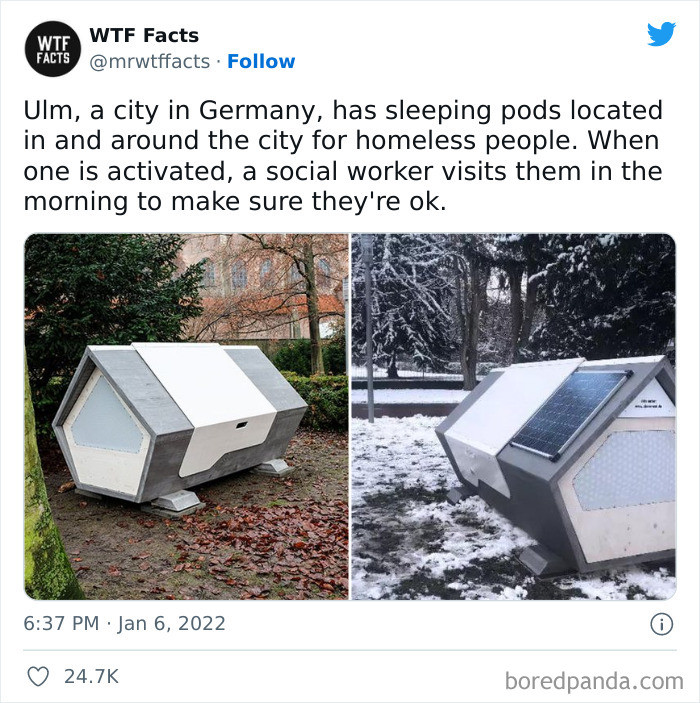 5. A city in Germany has sleeping pods located inside and outside