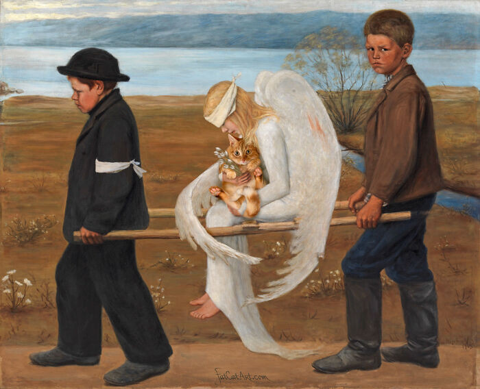 “The Wounded Angel With Their Cat”